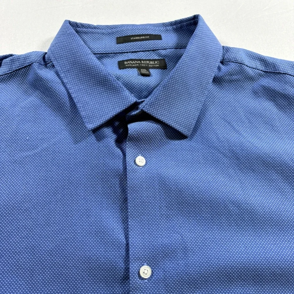 Banana Republic Button Down Shirt Mens XXL Blue Non-Iron Standard Fit Cotton
